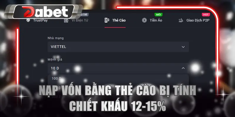Nạp vốn bằng thẻ cào bị tính chiết khấu 12-15%