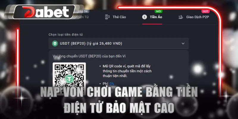 Nạp vốn chơi game bằng tiền điện tử bảo mật cao