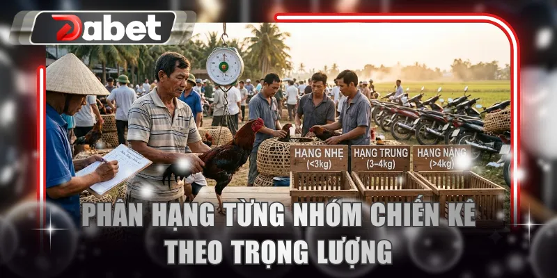 Phân hạng từng nhóm chiến kê theo trọng lượng